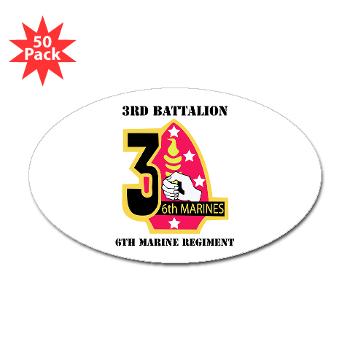 3B6M - M01 - 01 - 3rd Battalion - 6th Marines with Text Sticker (Oval 50 pk) - Click Image to Close