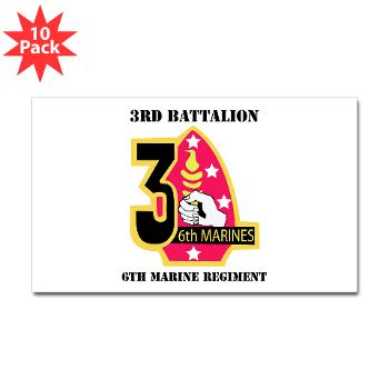 3B6M - M01 - 01 - 3rd Battalion - 6th Marines with Text Sticker (Rectangle 10 pk) - Click Image to Close