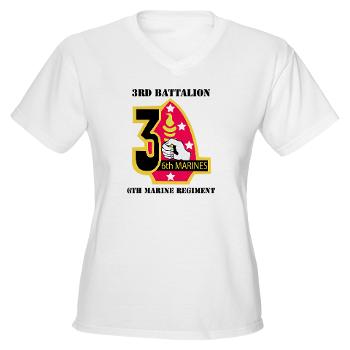 3B6M - A01 - 04 - 3rd Battalion - 6th Marines with Text Women's V-Neck T-Shirt
