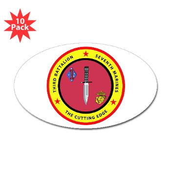 3B7M - M01 - 01 - 3rd Battalion 7th Marines Sticker (Oval 10 pk)