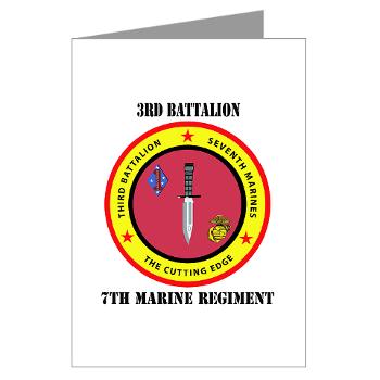 3B7M - M01 - 02 - 3rd Battalion 7th Marines with Text Greeting Cards (Pk of 10) - Click Image to Close