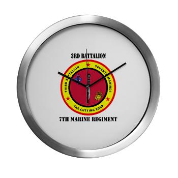 3B7M - M01 - 03 - 3rd Battalion 7th Marines with Text Modern Wall Clock - Click Image to Close