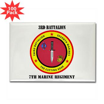 3B7M - M01 - 01 - 3rd Battalion 7th Marines with Text Rectangle Magnet (100 pack)