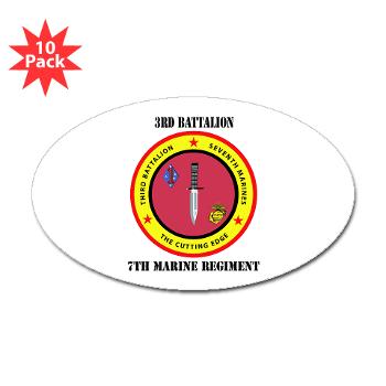 3B7M - M01 - 01 - 3rd Battalion 7th Marines with Text Sticker (Oval 10 pk) - Click Image to Close