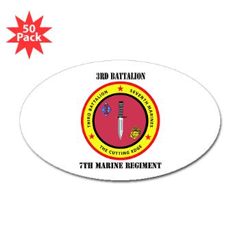 3B7M - M01 - 01 - 3rd Battalion 7th Marines with Text Sticker (Oval 50 pk) - Click Image to Close