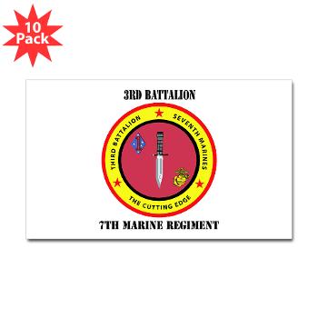 3B7M - M01 - 01 - 3rd Battalion 7th Marines with Text Sticker (Rectangle 10 pk)