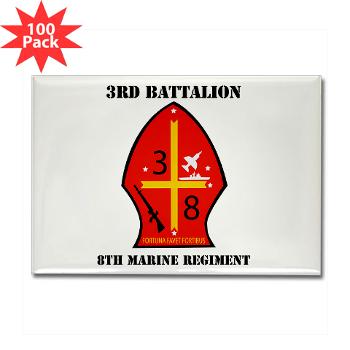 3B8M - M01 - 01 - 3rd Battalion - 8th Marines with Text Rectangle Magnet (100 pack)