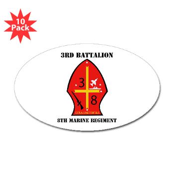 3B8M - M01 - 01 - 3rd Battalion - 8th Marines with Text Sticker (Oval 10 pk) - Click Image to Close