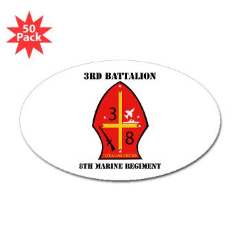 3B8M - M01 - 01 - 3rd Battalion - 8th Marines with Text Sticker (Oval 50 pk) - Click Image to Close