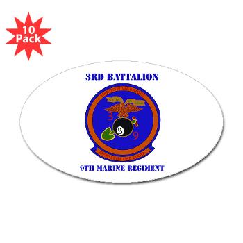 3B9M - M01 - 01 - 3rd Battalion - 9th Marines with Text - Sticker (Oval 10 pk) - Click Image to Close