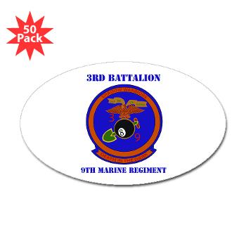 3B9M - M01 - 01 - 3rd Battalion - 9th Marines with Text - Sticker (Oval 50 pk)