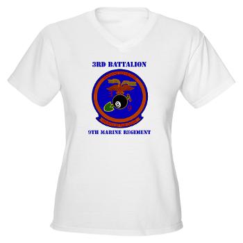 3B9M - A01 - 04 - 3rd Battalion - 9th Marines with Text - Women's V -Neck T-Shirt - Click Image to Close