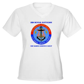 3DB - A01 - 04 - DUI - 3rd Dental Battalion with Text - Women's V-Neck T-Shirt - Click Image to Close