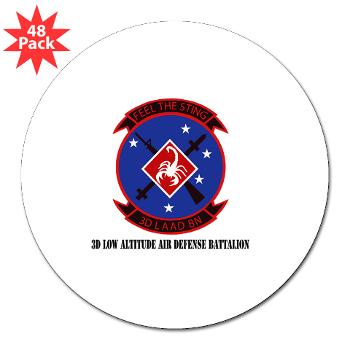 3LAADBn - M01 - 01 - 3rd Low Altitude Air Defense Bn with Text - 3" Lapel Sticker (48 pk)
