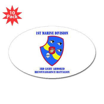 3LARB - M01 - 01 - 3rd Light Armored Reconnaissance Bn with Text Sticker (Oval 10 pk) - Click Image to Close