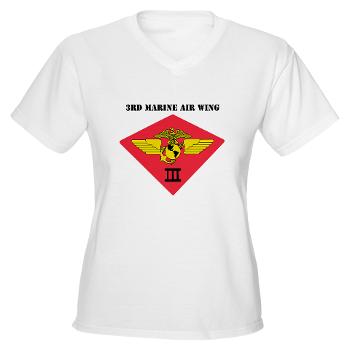 3MAW - A01 - 04 - 3rd Marine Air Wing with Text Women's V-Neck T-Shirt - Click Image to Close