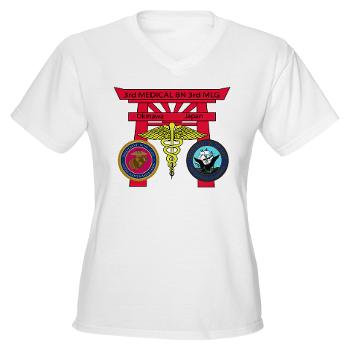 3MB - A01 - 04 - DUI - 3rd Medical Battalion with Text - Women's V-Neck T-Shirt