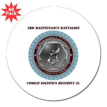 3MB35 - M01 - 01 - 3rd Maintenance Battalion with Text 3" Lapel Sticker (48 pk) - Click Image to Close