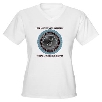 3MB35 - A01 - 04 - 3rd Maintenance Battalion with Text Women's V-Neck T-Shirt