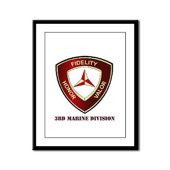 3MD - M01 - 02 - 3rd Marine Division with Text - Framed Panel Print