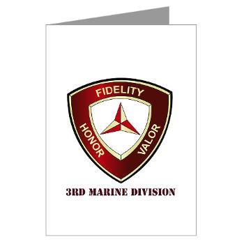 3MD - M01 - 02 - 3rd Marine Division with Text - Greeting Cards (Pk of 10)