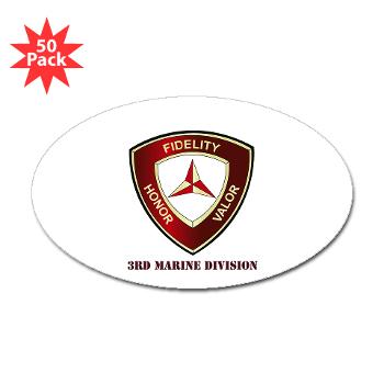 3MD - M01 - 01 - 3rd Marine Division with Text - Sticker (Oval 50 pk) - Click Image to Close