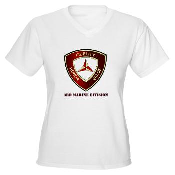 3MD - A01 - 04 - 3rd Marine Division with Text - Women's V-Neck T-Shirt - Click Image to Close