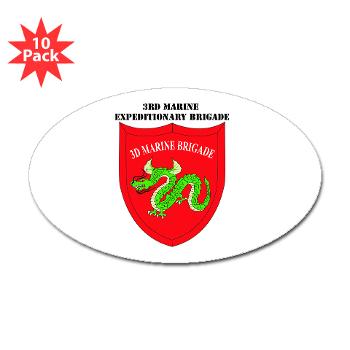 3MEB - M01 - 01 - 3rd Marine Expeditionary Brigade with text Sticker (Oval 10 pk) - Click Image to Close
