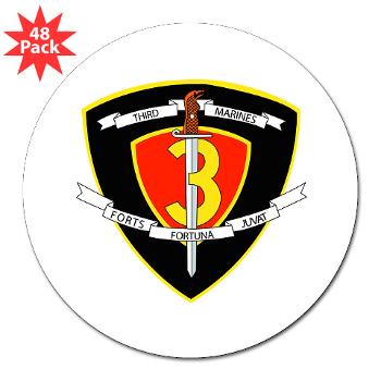 3MR - M01 - 01 - 3rd Marine Regiment 3" Lapel Sticker (48 pk)