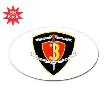 3MR - M01 - 01 - 3rd Marine Regiment Sticker (Oval 50 pk) - Click Image to Close