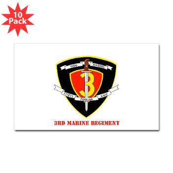 3MR - M01 - 01 - 3rd Marine Regiment with text Sticker (Rectangle 10 pk)