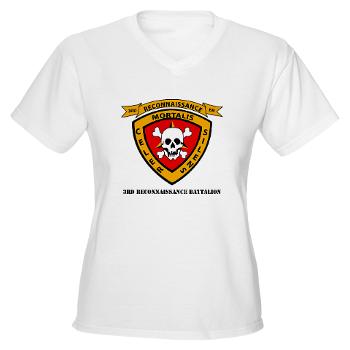 3RB - A01 - 01 - 3rd Reconnaissance Battalion with Text - Women's V-Neck T-Shirt - Click Image to Close