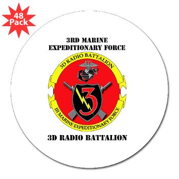 3RBN - M01 - 01 - 3rd Radio Battalion with Text - 3" Lapel Sticker (48 pk)