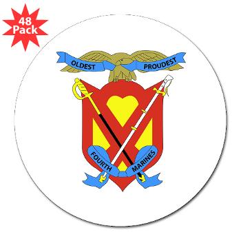 4MR - M01 - 01 - 4th Marine Regiment - 3" Lapel Sticker (48 pk) - Click Image to Close