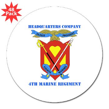 4MRHC - M01 - 01 - Headquarters Company - 4th Marine Regiment with Text - 3" Lapel Sticker (48 pk) - Click Image to Close