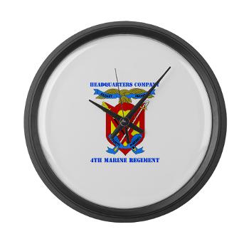 4MRHC - M01 - 03 - Headquarters Company - 4th Marine Regiment with Text - Large Wall Clock - Click Image to Close