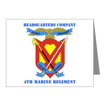 4MRHC - M01 - 02 - Headquarters Company - 4th Marine Regiment with Text - Note Cards (Pk of 20)