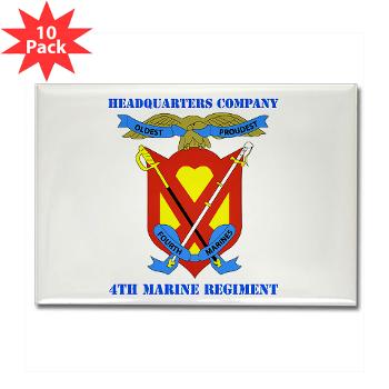 4MRHC - M01 - 01 - Headquarters Company - 4th Marine Regiment with Text - Rectangle Magnet (10 pack)