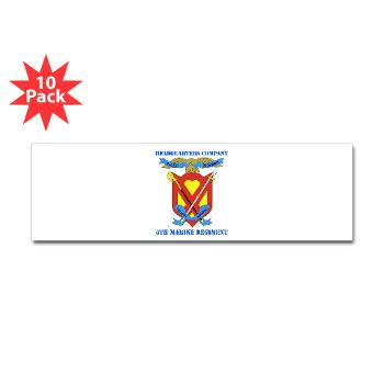 4MRHC - M01 - 01 - Headquarters Company - 4th Marine Regiment with Text - Sticker (Bumper 10 pk)