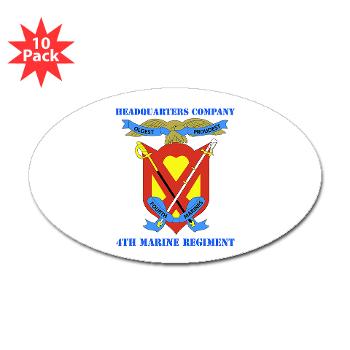 4MRHC - M01 - 01 - Headquarters Company - 4th Marine Regiment with Text - Sticker (Oval 10 pk)