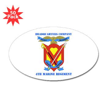 4MRHC - M01 - 01 - Headquarters Company - 4th Marine Regiment with Text - Sticker (Oval 50 pk)
