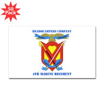 4MRHC - M01 - 01 - Headquarters Company - 4th Marine Regiment with Text - Sticker (Rectangle 50 pk) - Click Image to Close