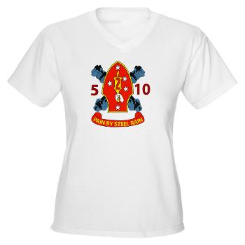 5B10M - A01 - 01 - USMC - 5th Battalion 10th Marines - Women's V-Neck T-Shirt