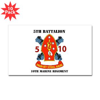 5B10M - A01 - 01 - USMC - 5th Battalion 10th Marines with Text - Sticker (Rectangle 10 pk) - Click Image to Close