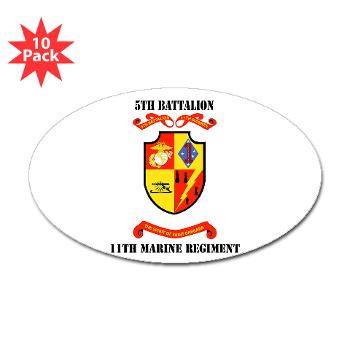 5B11M - M01 - 01 - 5th Battalion 11th Marines with Text Sticker (Oval 10 pk)