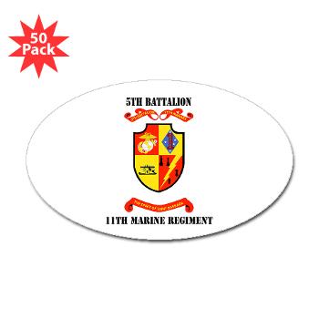 5B11M - M01 - 01 - 5th Battalion 11th Marines with Text Sticker (Oval 50 pk) - Click Image to Close