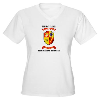 5B11M - A01 - 04 - 5th Battalion 11th Marines with Text Women's V-Neck T-Shirt - Click Image to Close