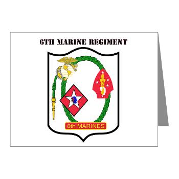 6MR - M01 - 02 - 6th Marine Regiment with Text - Note Cards (Pk of 20) - Click Image to Close