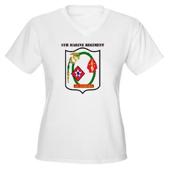 6MR - A01 - 04 - 6th Marine Regiment with Text - Women's V-Neck T-Shirt - Click Image to Close