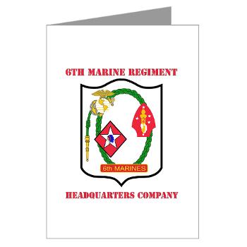 6MRHC6M - M01 - 02 - USMC - Headquarters Company 6th Marines with Text - Greeting Cards (Pk of 10) - Click Image to Close